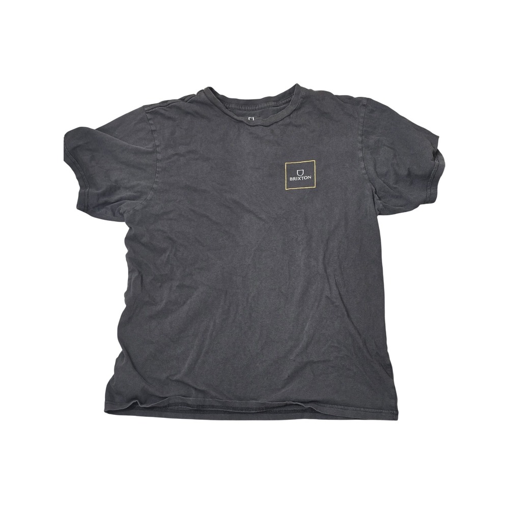 Distressed Brixton Mens Graphic T-Shirt Charcoal Gray Large Skateboard Tee